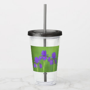 Verre En Acrylique Peinture Iris Violet - Art Fleur Originale