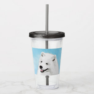 Verre En Acrylique Peinture Samoyed - Cute Original Chien Art