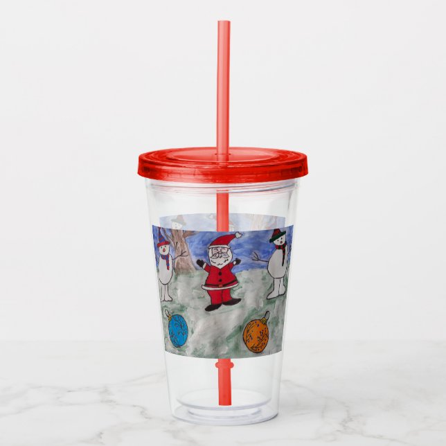 Verre En Acrylique Père Noël & Snowmen (Devant)