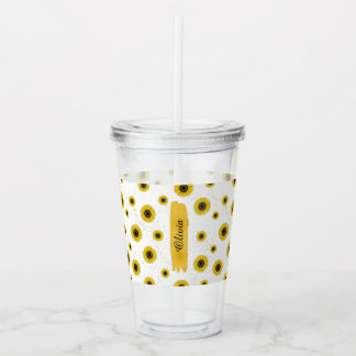 Verre En Acrylique Personalized White Sunflower Pattern Acrylic Cup