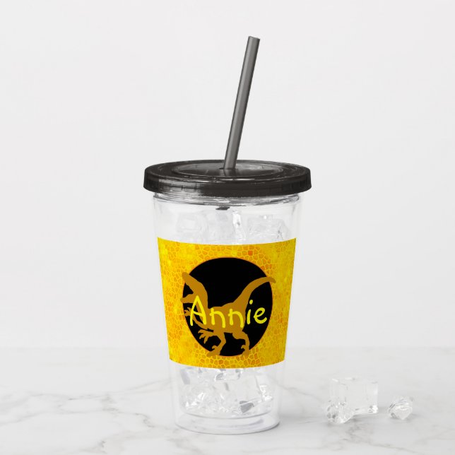 Verre En Acrylique Personalized Yellow Dinosaur Hide (Dos glace)