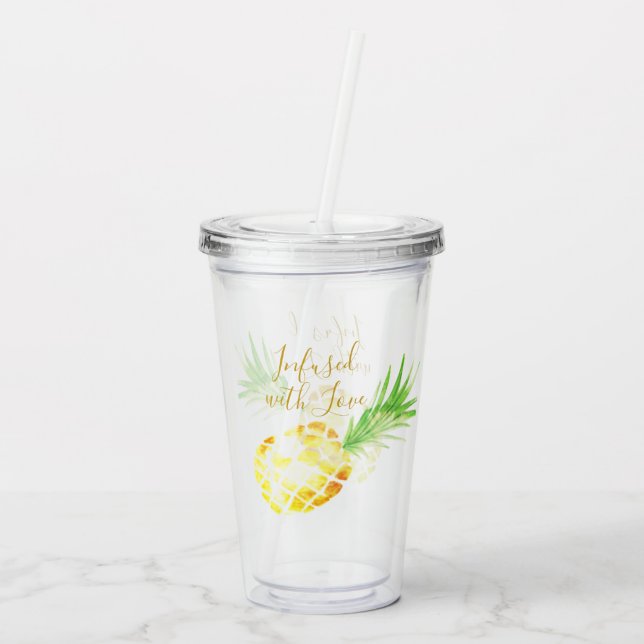 Verre En Acrylique Personnalisable avec l'ananas amoureux (Dos)