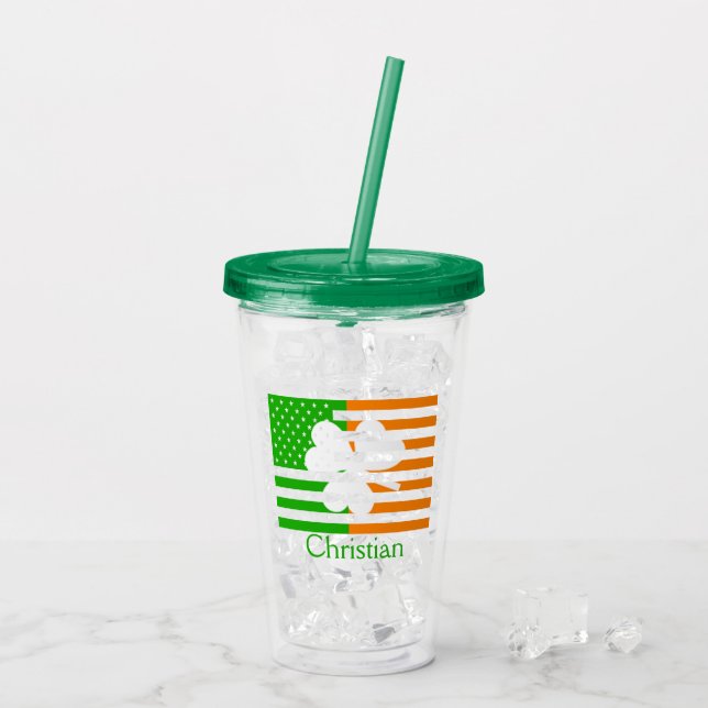 Verre En Acrylique Personnalisé irlandais américain (Dos glace)