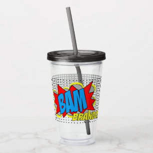 Verre En Acrylique Personnalisé Vintage Comic Book Pop Art Style BAM!