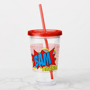 Verre En Acrylique Personnalisé Vintage Comic Book Pop Art Style BAM!