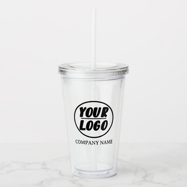 Verre En Acrylique Personnalisez votre logo d'entreprise | Élégant (Devant)