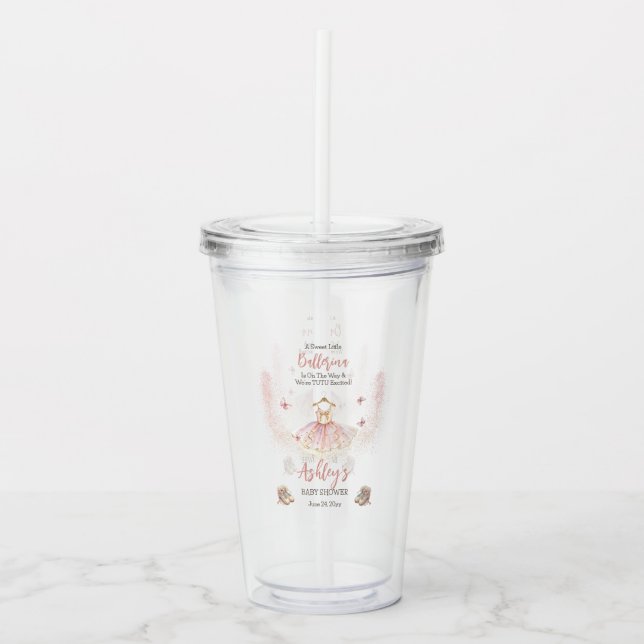 Verre En Acrylique Petite Ballerina Est En Route Tutu Baby shower (Devant)