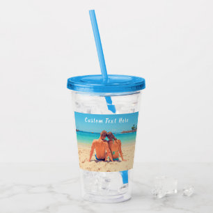 Verre En Acrylique Photo et texte personnalisés - Votre propre design