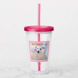 Verre En Acrylique Photo mignonne blanc chiot visage rose