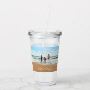Verre En Acrylique Photo personnalisée Texte Acrylique Tumbler Vos Ph