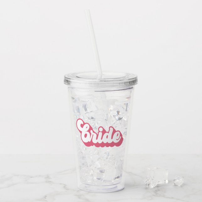 Verre En Acrylique Pink Bride police rétro bachelorette (Devant glace)