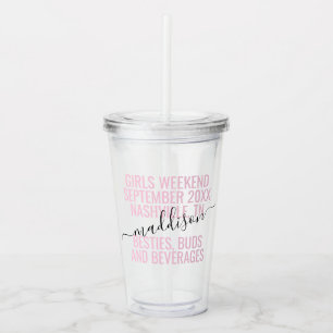Verre En Acrylique Pink Personnalisé Girls Week-end Personnalisé