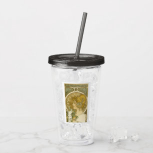 Verre En Acrylique Plume de La d'Alphonse Mucha