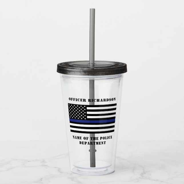 Verre En Acrylique Police de la ligne bleue mince (Devant)