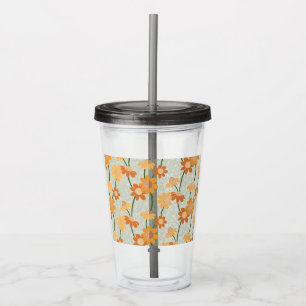 Verre En Acrylique Pretty retro muted 1970 s flowers