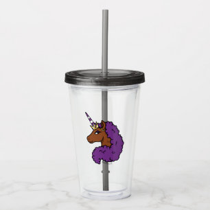 Verre En Acrylique Purple Afro Unicorn