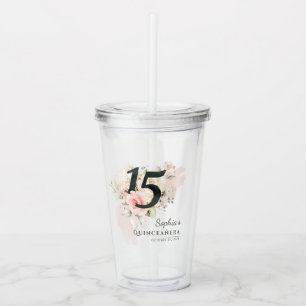 Verre En Acrylique Quinceanera 15e anniversaire Rustique Floral Custo