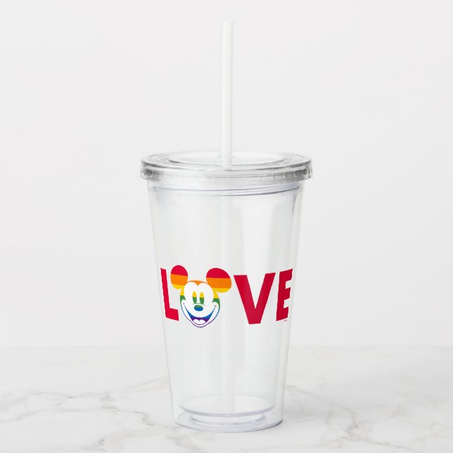 Verre En Acrylique Rainbow Mickey LOVE (Devant)