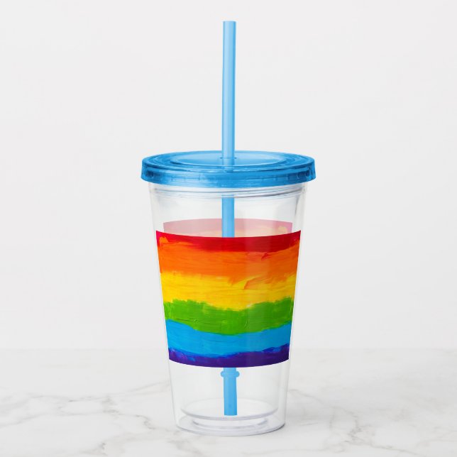 Verre En Acrylique Rainbow Pride Tumbler acrylique - LGBT Gay Lesbian (Devant)
