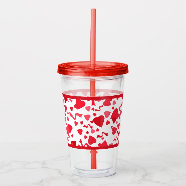 Verre En Acrylique Red Confetti Hearts Motif (Devant)
