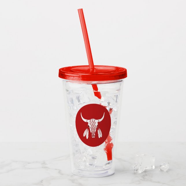 Verre En Acrylique Red Ghost Dance Buffalo rouge acrylique tumbler (Devant glace)