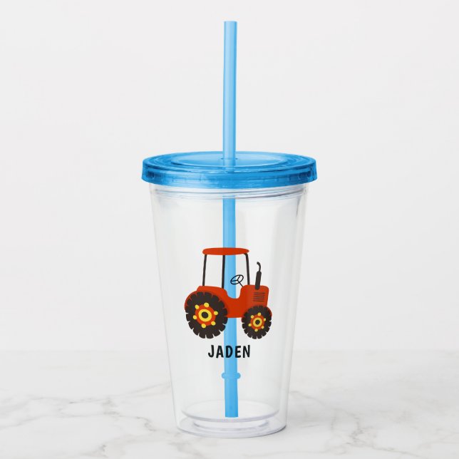 Verre En Acrylique Red Tractor Kids Personnalisé Farm Barnyard (Devant)
