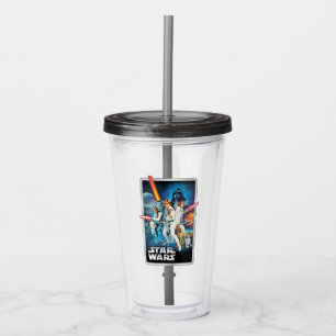 Verre En Acrylique Rétro Luke Skywalker, Leia, & Han Solo Cinématogra