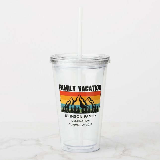 Verre En Acrylique Retro Vacances en famille Route Randonnée en plein (Devant)