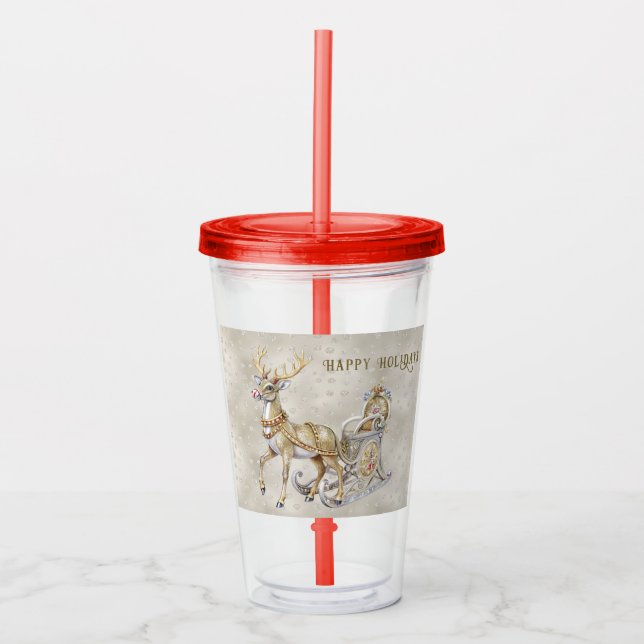 Verre En Acrylique Rindeer Sleigh Vacances Tumbler Acrylique (Devant)