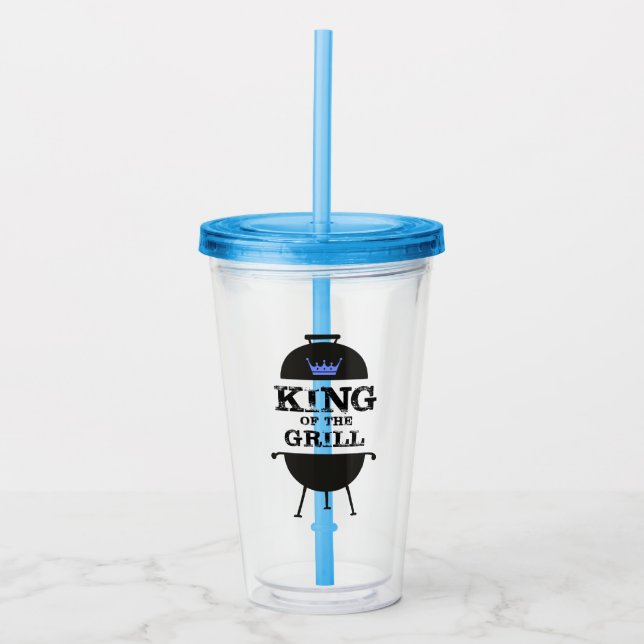 Verre En Acrylique Roi Du Grill, Couronne Bleue Noire (Devant)