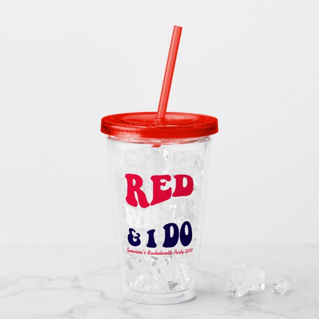Verre En Acrylique Rouge Blanc Je Le Fais Rétro Américaine Enterremen (Dos glace)