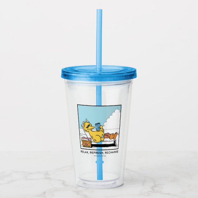 Verre En Acrylique Rue Sésame | Big Bird Relax Refresh Recharge (Devant)
