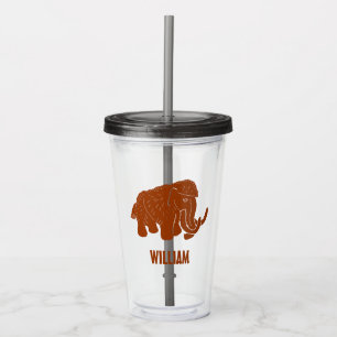 Verre En Acrylique Rust Red Cartoon Wooly Mammoth Personnalisé