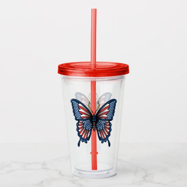 Verre En Acrylique Sac d'épicerie à papillon américain (Devant)