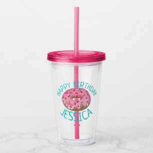 Verre En Acrylique Saupoudrer de beignets de beignets roses de givre