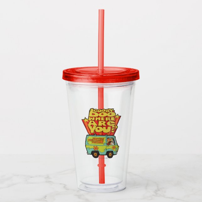 Verre En Acrylique Scooby-Doo | "Où Es-Tu ?" Retro Cartoon Van (Devant)