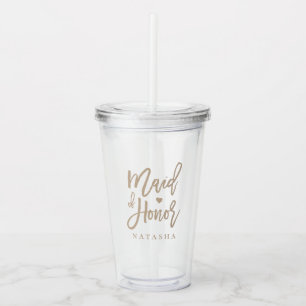 Verre En Acrylique Script beige femme d'honneur