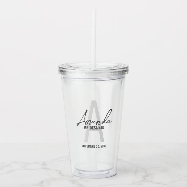 Verre En Acrylique Script moderne Nom personnalisé de la servante (Devant)