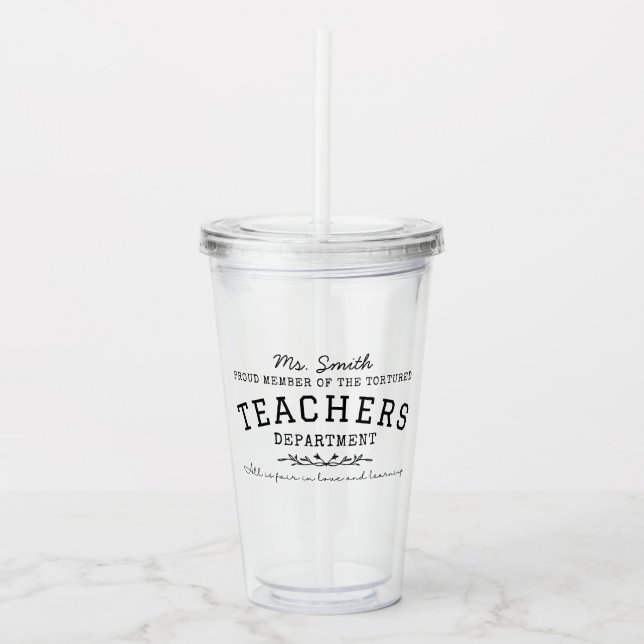 Verre En Acrylique Service Enseignants Torturés Tumbler Personnalisé (Devant)
