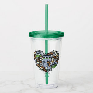 Verre En Acrylique Sésame Sésame   Oscar the Grouch Doodle Heart
