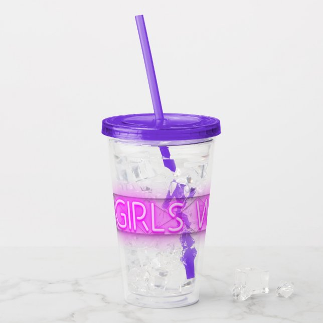 Verre En Acrylique SIGNE LED Neon FILLES WEEK-END (Devant glace)