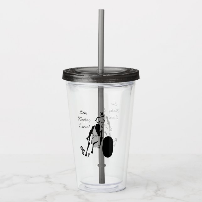Verre En Acrylique Silhouette Cowgirl Barrel Racing (Devant)