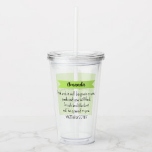 Verre En Acrylique Simple Lime Vert Demander Dieu Bible Verse Chrétie