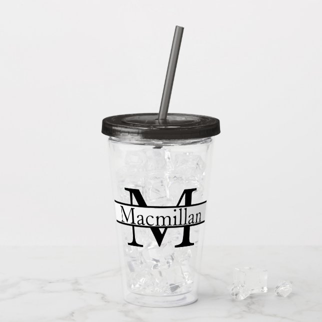 Verre En Acrylique Simple monogramme personnalisé (Dos glace)