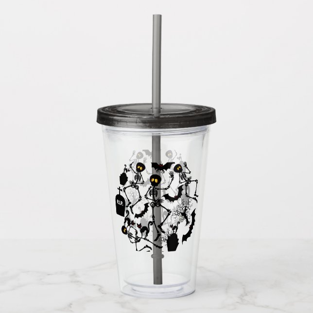 Verre En Acrylique Skeletons d'Halloween Macabre Dance (Devant)