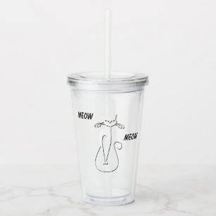 Verre En Acrylique Slinky Black Cat Meow Meow Texte Personnalisé Yeux