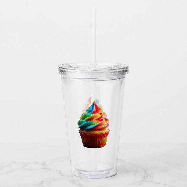 Verre En Acrylique SlipperyJoe's éblouissant arc-en-ciel cupcake (Devant)
