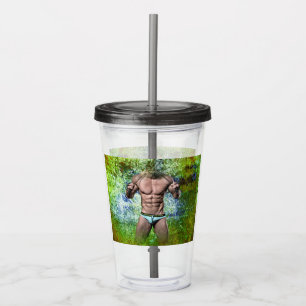 Verre En Acrylique SlipperyJoe's homme adulte très musclé torse nu