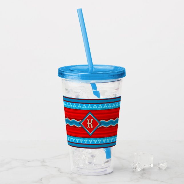 Verre En Acrylique Southwest River Canyon Red Turquoise Monogram (Devant glace)