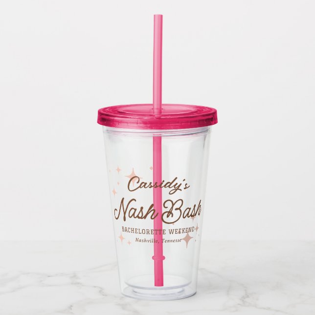 Verre En Acrylique Stars Rétro Rose Nash Bash Bachelorette (Devant)